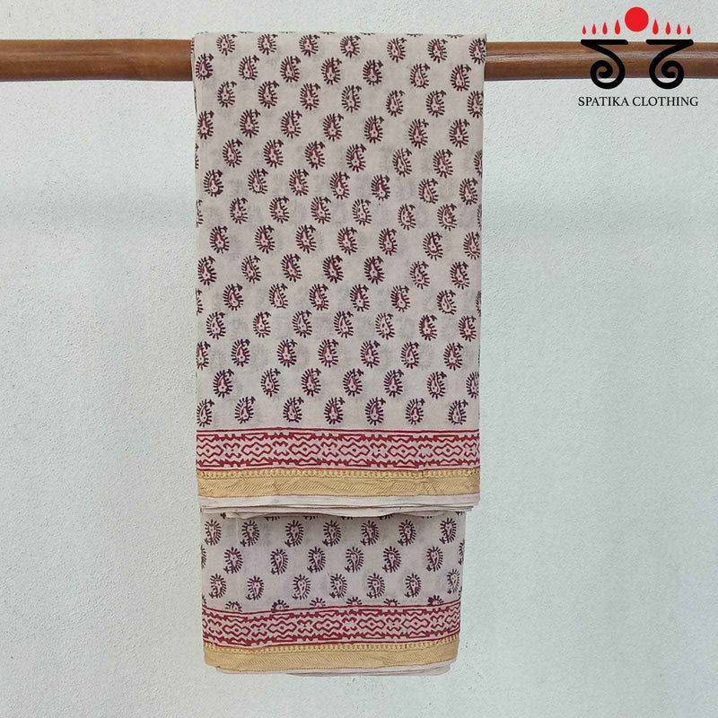 Bagh Handblock Print on Cotton Saree