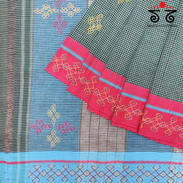 Banjara Handembroidery on Patteda Anchu Saree