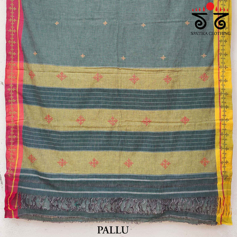 Banjara Handembroidery on Patteda Anchu Saree