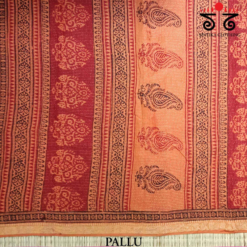 Bagh Handblock Print on Maheshwari Cotton Saree