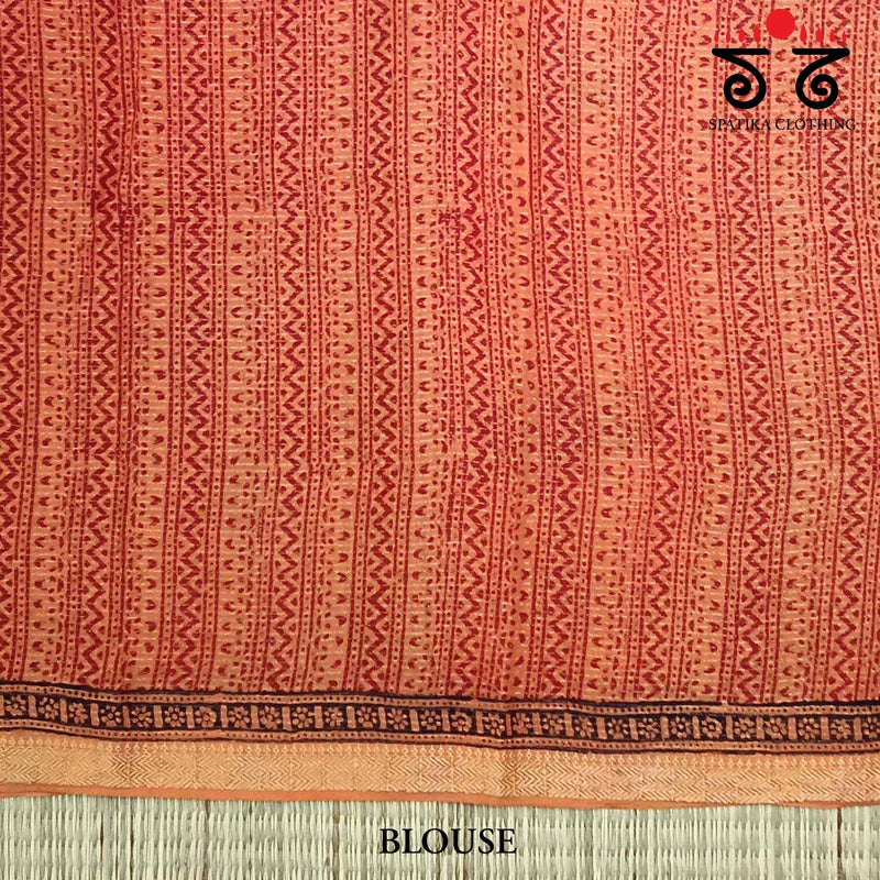 Bagh Handblock Print on Maheshwari Cotton Saree