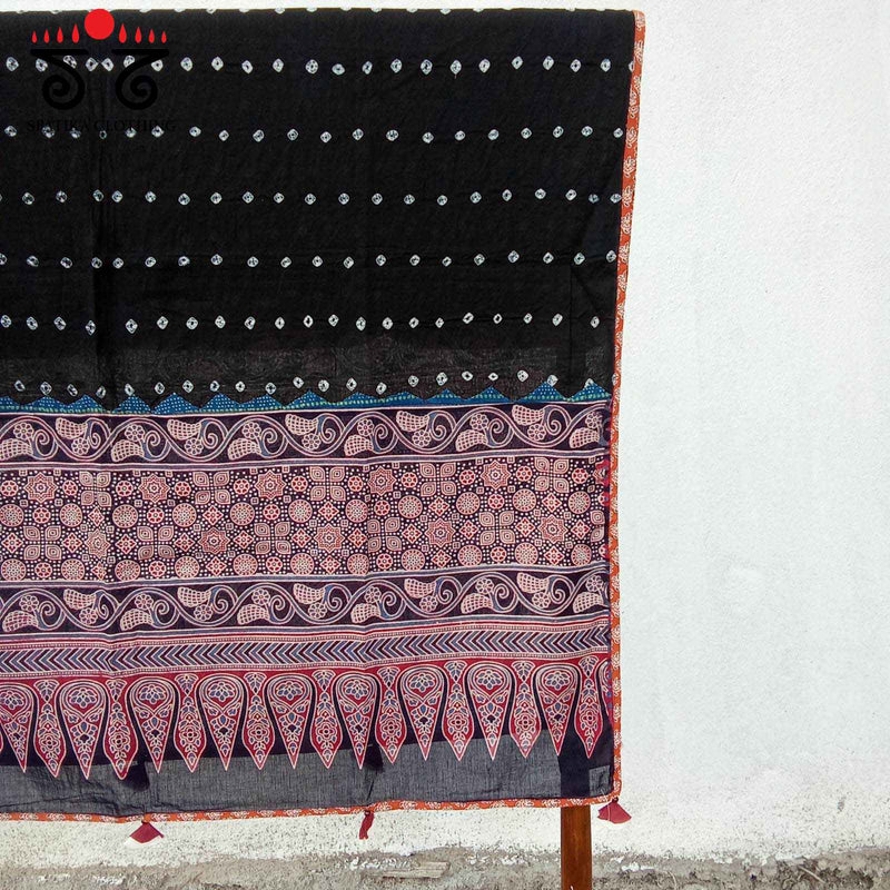 Bandhani - Ajrakh Handwoven Cotton Dupatta