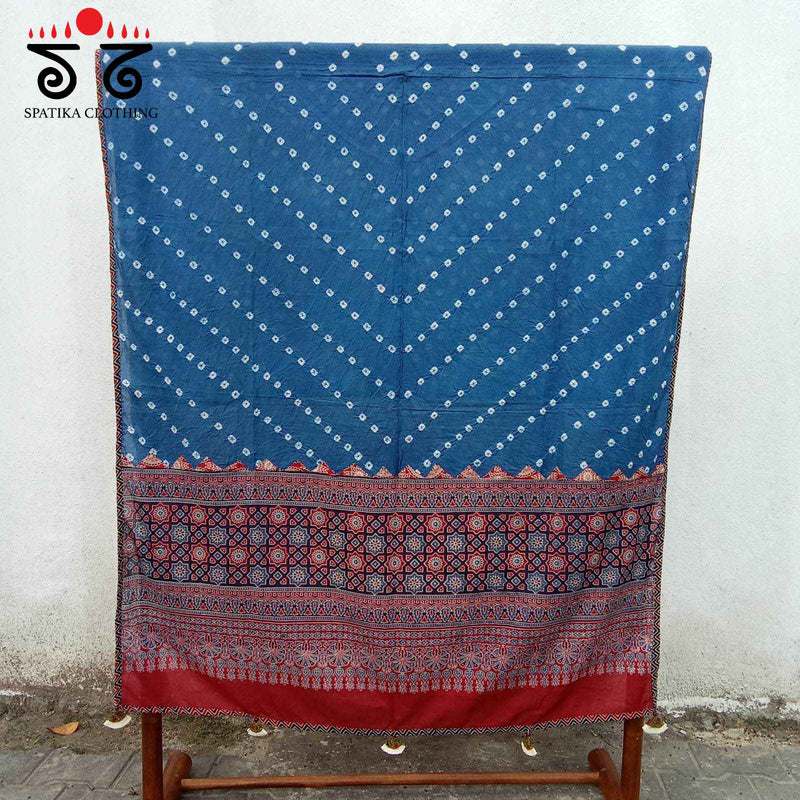 Bandhani - Ajrakh Handwoven Cotton Dupatta