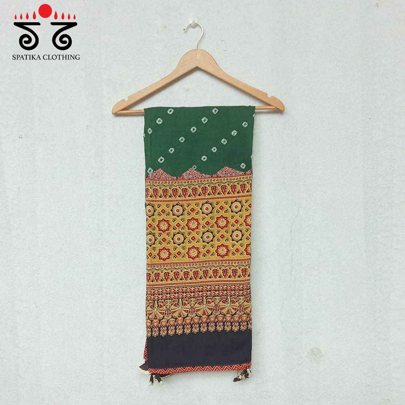 Bandhani - Ajrakh Handwoven Cotton Dupatta