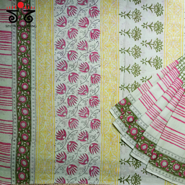 Handblock Printed Cotton Saree