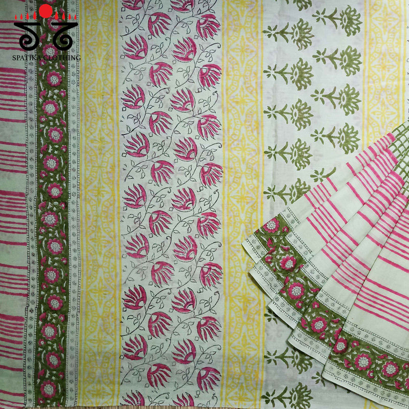 Handblock Printed Cotton Saree