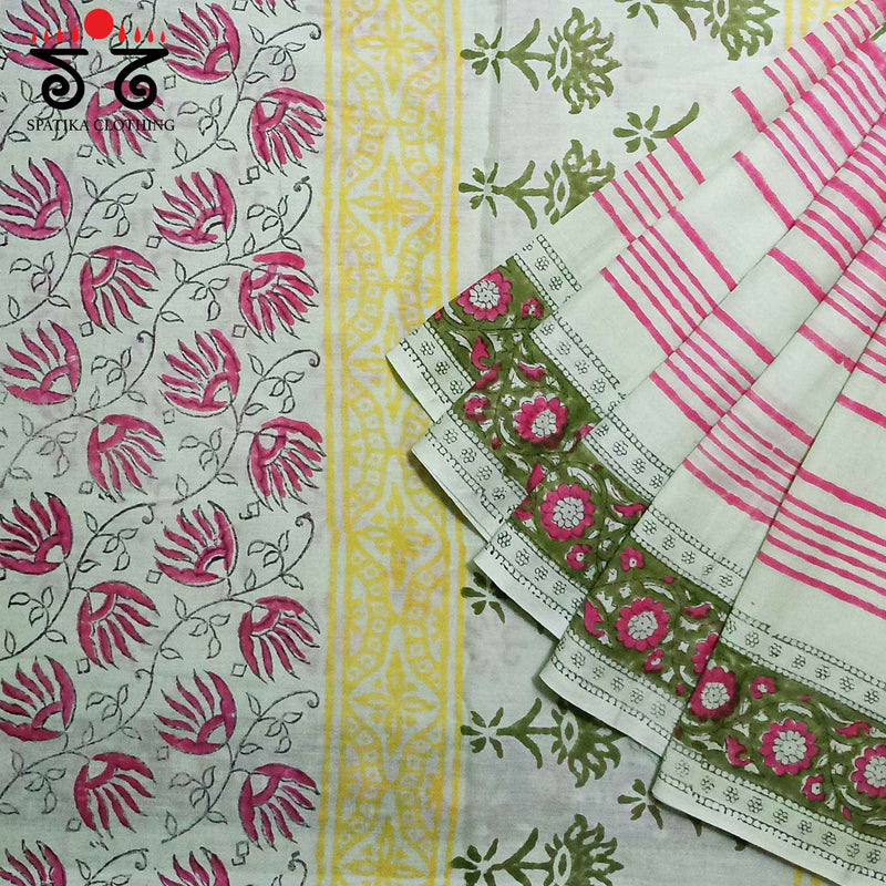 Handblock Printed Cotton Saree