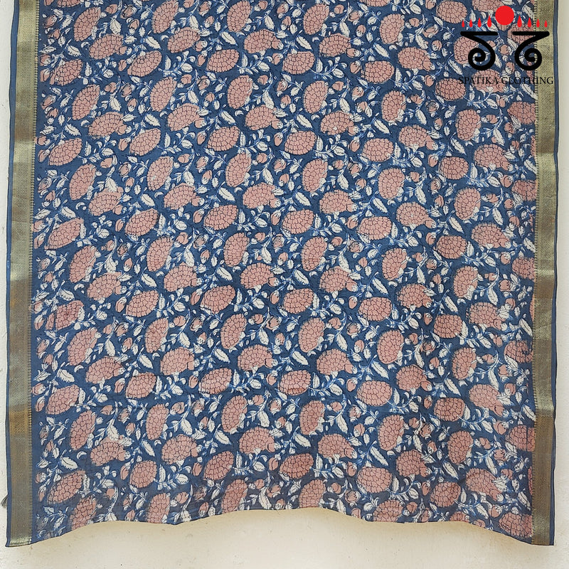 Handblock Print on Maheshwari Cotton Saree