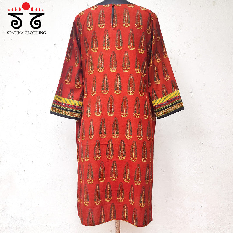 Ajrakh - Inlay Hand Embroidered Kurta