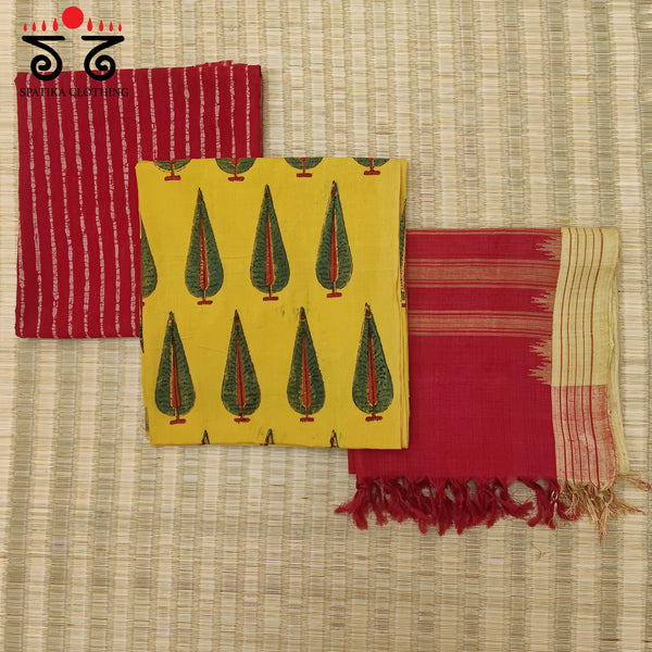 Ponduru - Ajrakh Handblock Print Fabric Set of 3