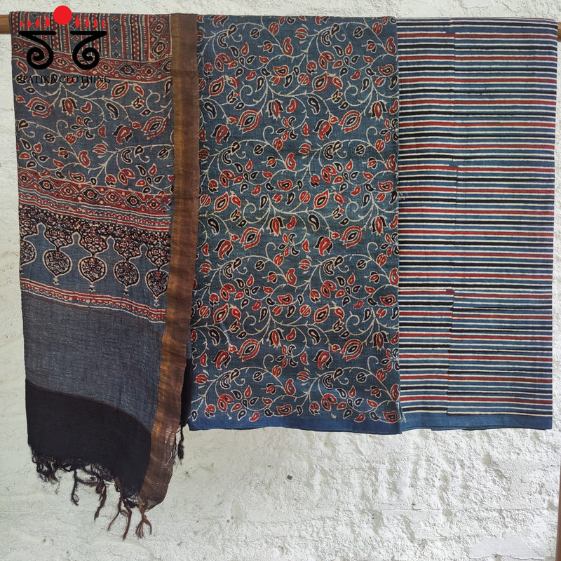 Ajrakh Handblock Print Fabric Set of 3