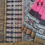 Ajrakh - Bandhani on Mangalagiri Cotton Saree