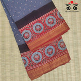 Ajrakh - Bandhani on Mangalagiri Cotton Saree