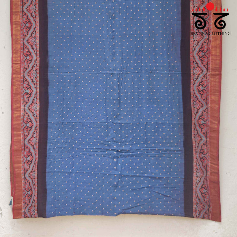 Ajrakh - Bandhani on Mangalagiri Cotton Saree