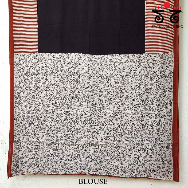 Bagru Handblock Print on Handwoven Cotton Saree