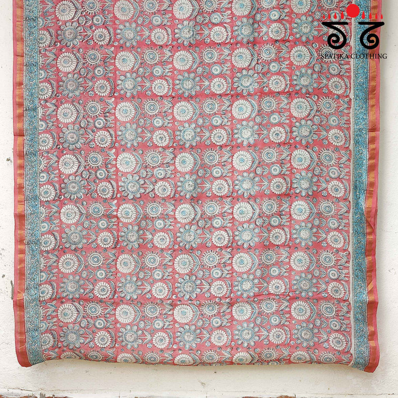 Handblock Print on Chanderi Silk Cotton Saree