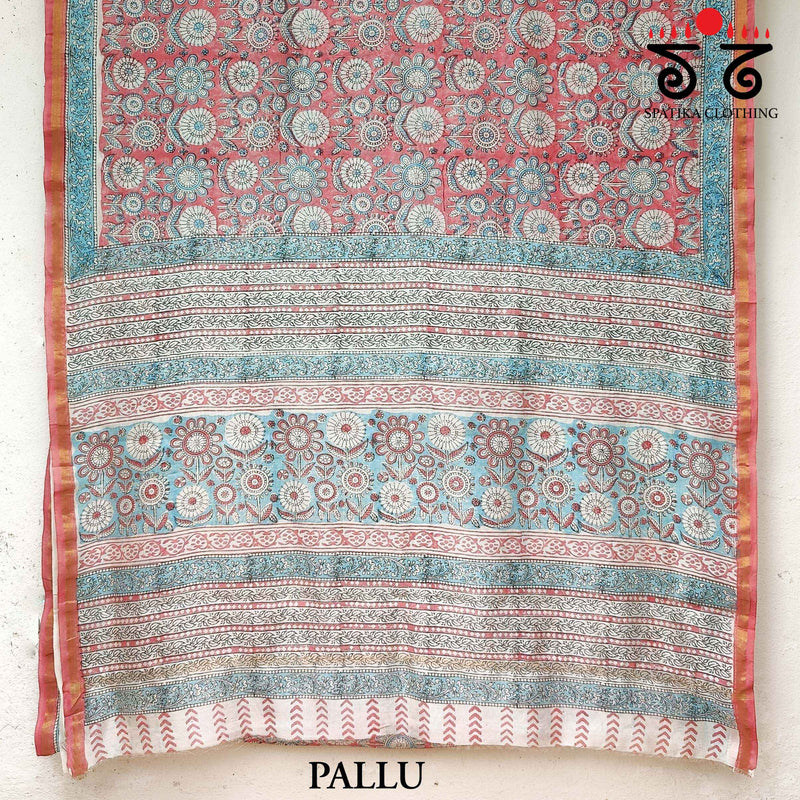 Handblock Print on Chanderi Silk Cotton Saree