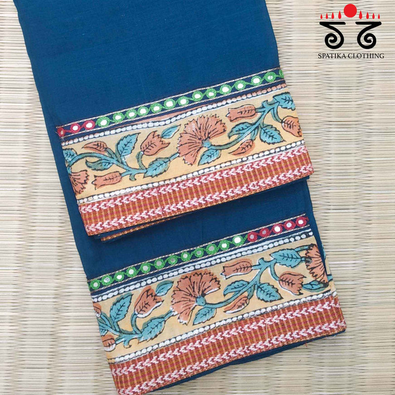 Mangalagiri Cotton - Hand Embroidered Blouse Fabric