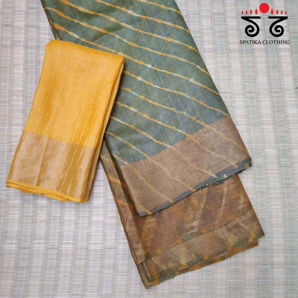 Leheriya on Tussar Silk Saree