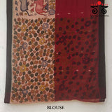 Pen Kalamkari on Jamdhani - Ponduru Half & Half Handspun Cotton Saree