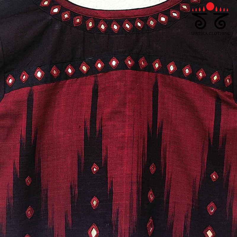 The Ikat - Mirror Work Hand embroidered Blouse