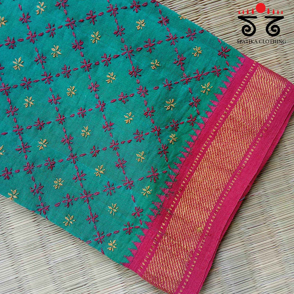 Banjara Handembroidery on Mangalagiri Cotton Blouse Fabric