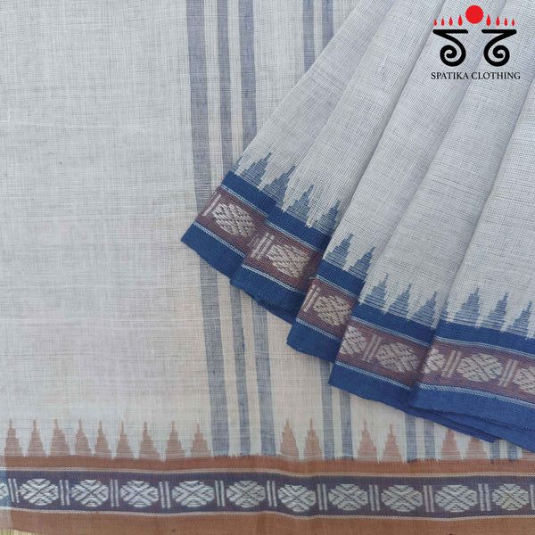 Ponduru Handspun Cotton Saree - Ganga Jamuna Border