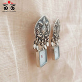 Raga Tassel White Silver Earrings - Handpainted