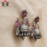 Kundan Jhumka - Silver Earrings