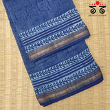 Akola Handblock Print on Maheshwari Silk cotton Saree