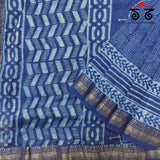 Akola Handblock Print on Maheshwari Silk cotton Saree