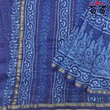 Akola Handblock Print on Chanderi Silk cotton Saree