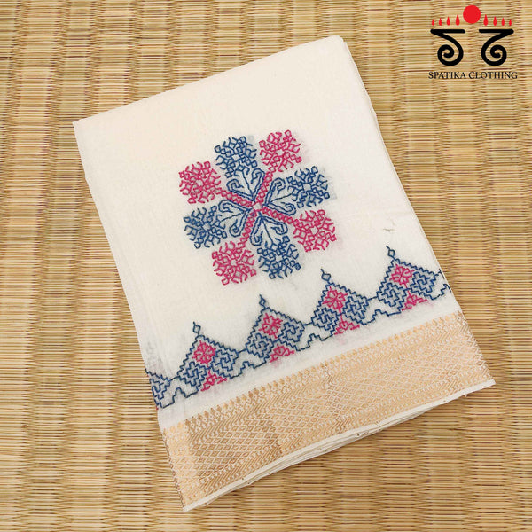 Kasuti Handembroidery on Mangalagiri Cotton Blouse Fabric