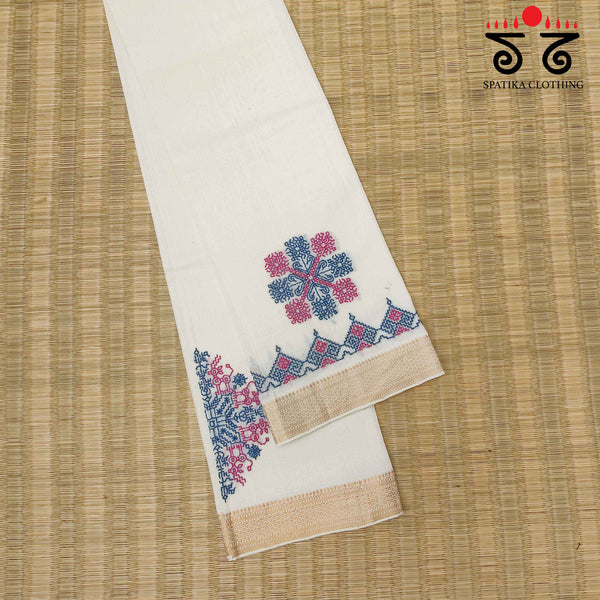 Kasuti Handembroidery on Mangalagiri Cotton Blouse Fabric