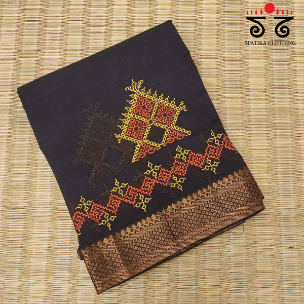 Kasuti Handembroidery on Mangalagiri Cotton Blouse Fabric