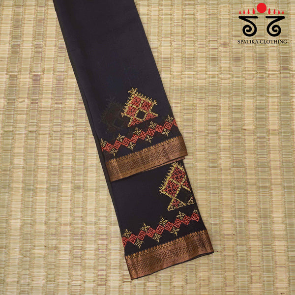 Kasuti Handembroidery on Mangalagiri Cotton Blouse Fabric