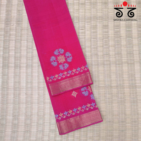 Kasuti Handembroidery on Mangalagiri Cotton Blouse Fabric