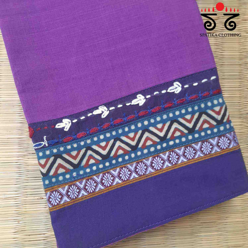 Mangalagiri Cotton -  Hand Embroidered Blouse Fabric