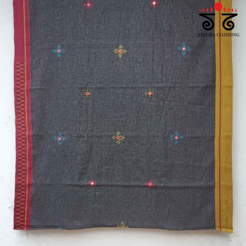 Lambani Handembroidery on Patteda Anchu Saree