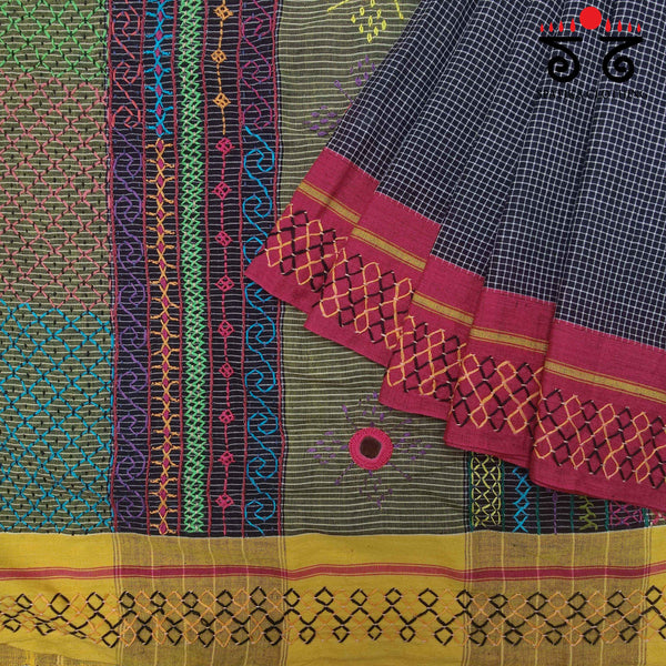 Lambani Handembroidery on Patteda Anchu Saree