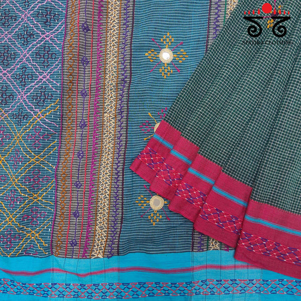 Lambani Handembroidery on Patteda Anchu Saree