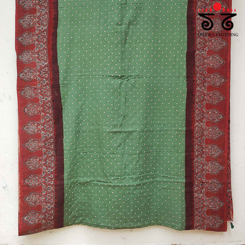 Ajrak - Bandhani on Mulmul Cotton Saree