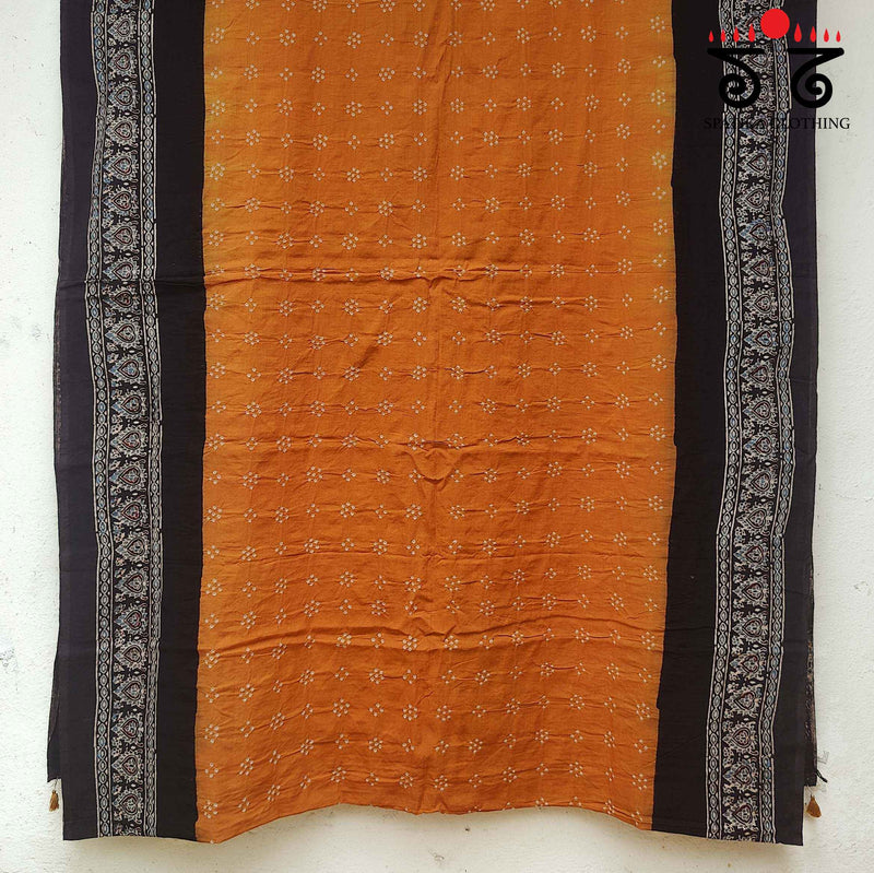 Ajrak - Bandhani on Mulmul Cotton Saree