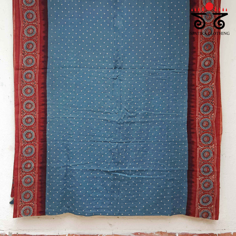 Ajrak - Bandhani on Mulmul Cotton Saree