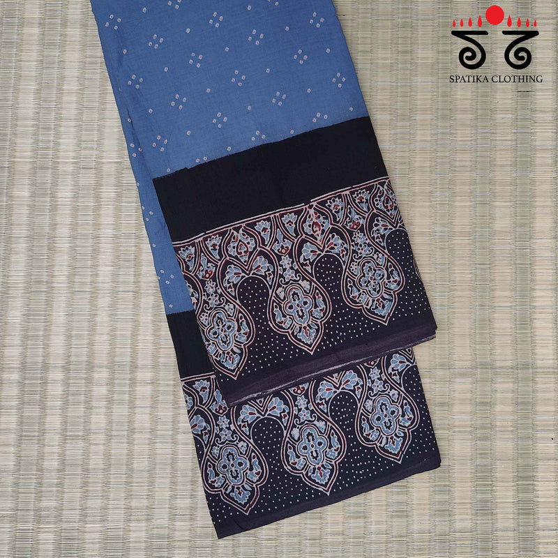 Ajrak - Bandhani on Mulmul Cotton Saree