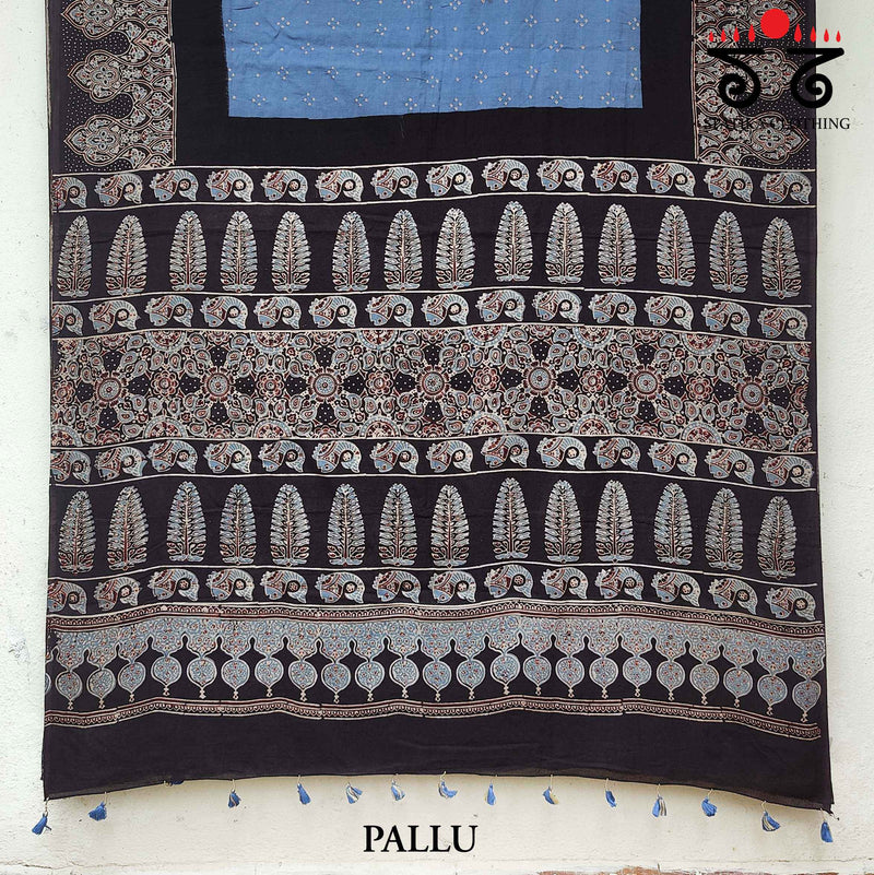 Ajrak - Bandhani on Mulmul Cotton Saree