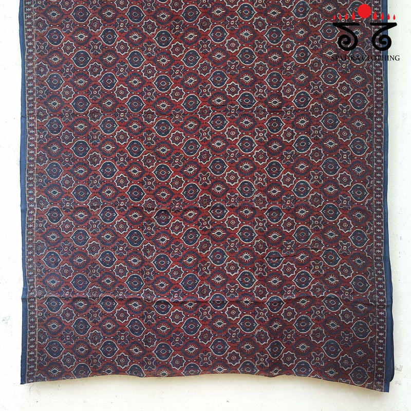 Ajrakh Handblock Print on Kota Cotton Saree