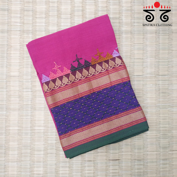 Lambani Handembroidery on Chettinad Cotton Blouse Fabric