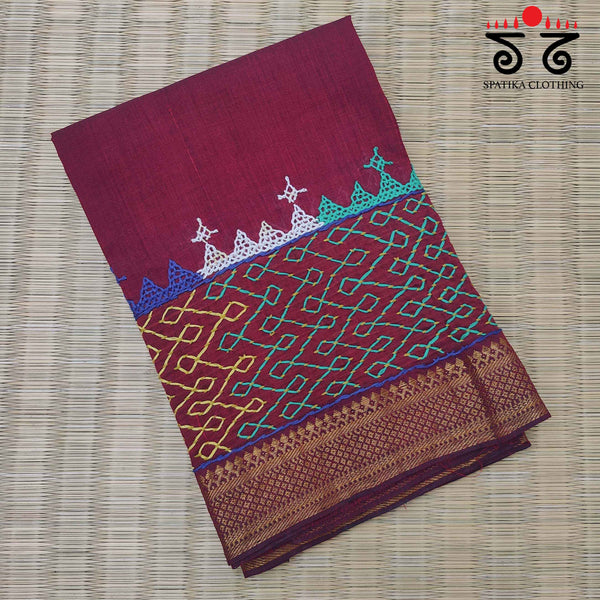 Lambani Handembroidery on Mangalagiri Cotton Blouse Fabric