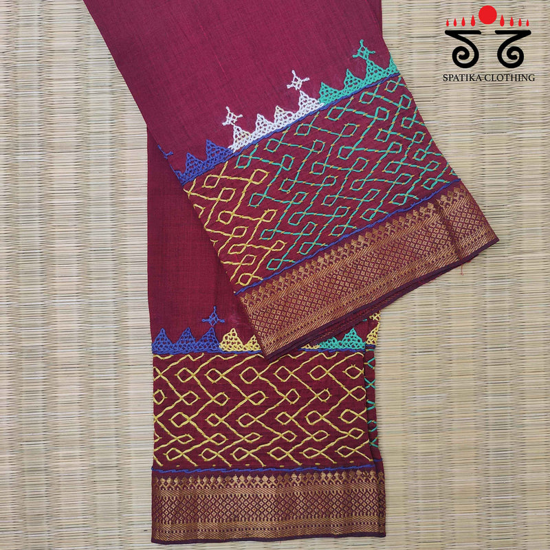 Lambani Handembroidery on Mangalagiri Cotton Blouse Fabric